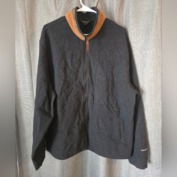 Vintage Woolrich John Rich & Bros Blue Label Wool Full Zip Jacket XL Dark Gray - Picture 1 of 6